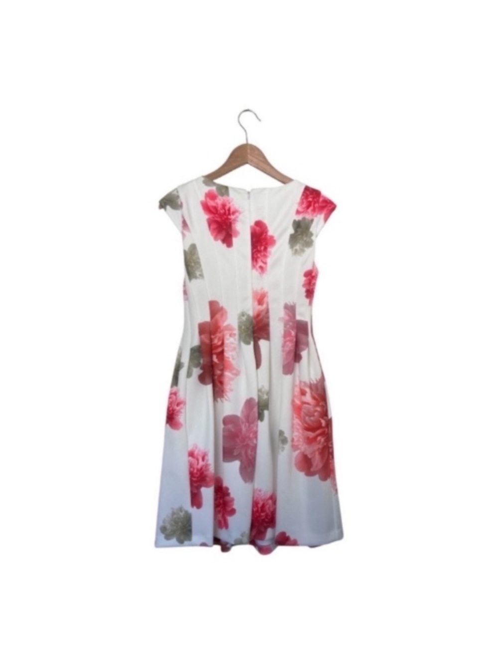Calvin Klein Cap-sleeve Floral-print Scuba Fit & Flare Dress Size 4P - Picture 4 of 7